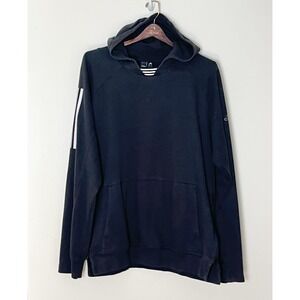 Adidas Hoodie Men's Large Black Three Stripe‎ Pocket Soccer Gym BroCore Athletic